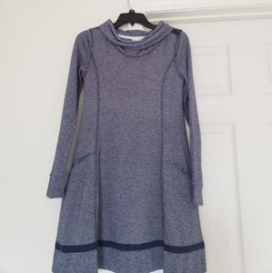 Fit and flare long sleeves cowl neck thermal dress